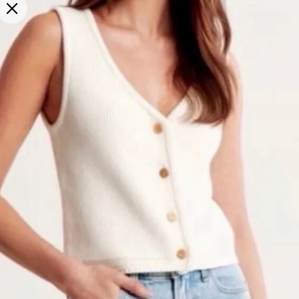 NWT Abercrombie and Fitch Mara Sweater Vest XL Cream Ivory - Picture 2 of 12